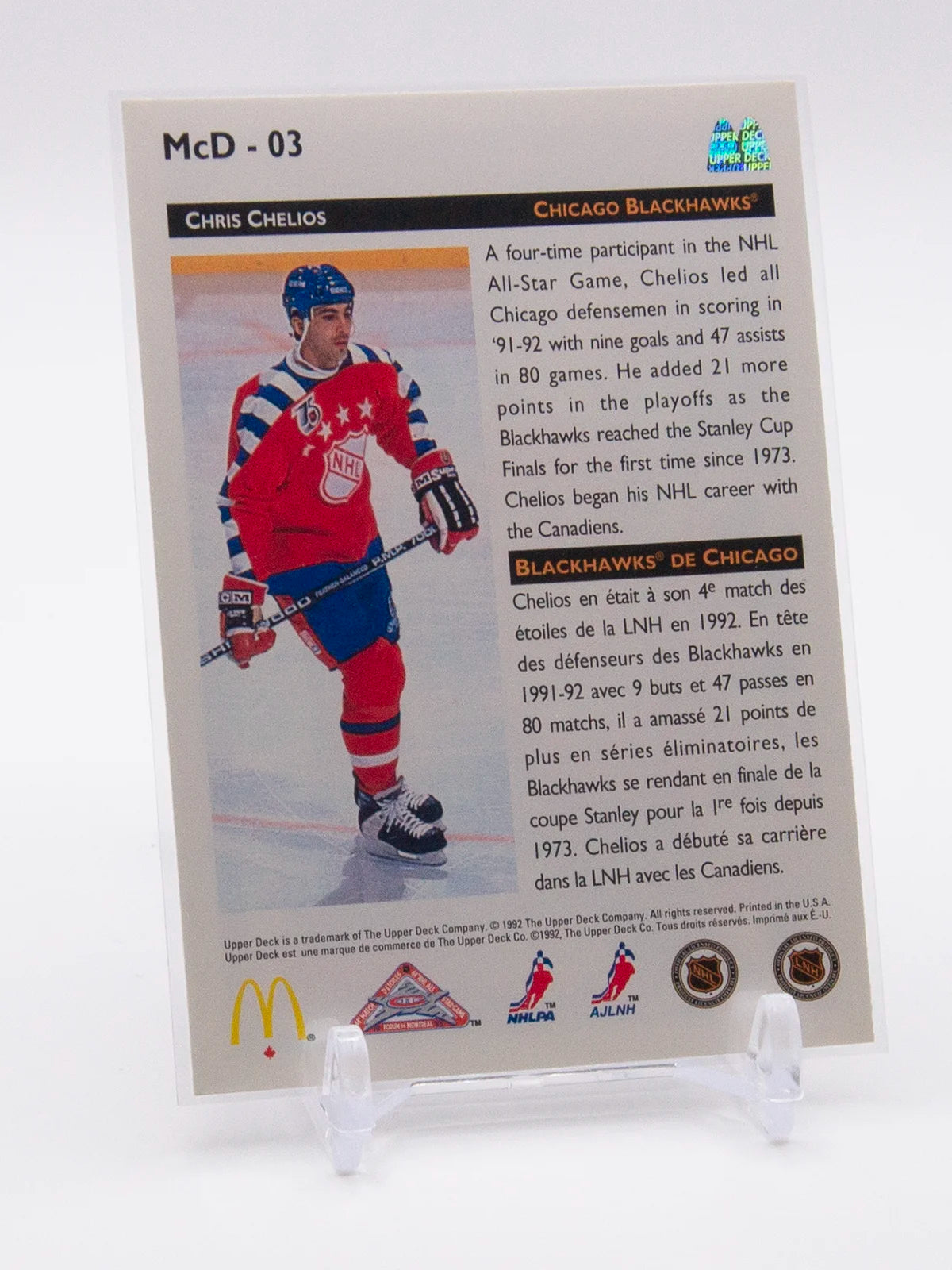 Chris Chelios Blackhawks McDonalds Upper Deck 1993 #Mcd-03