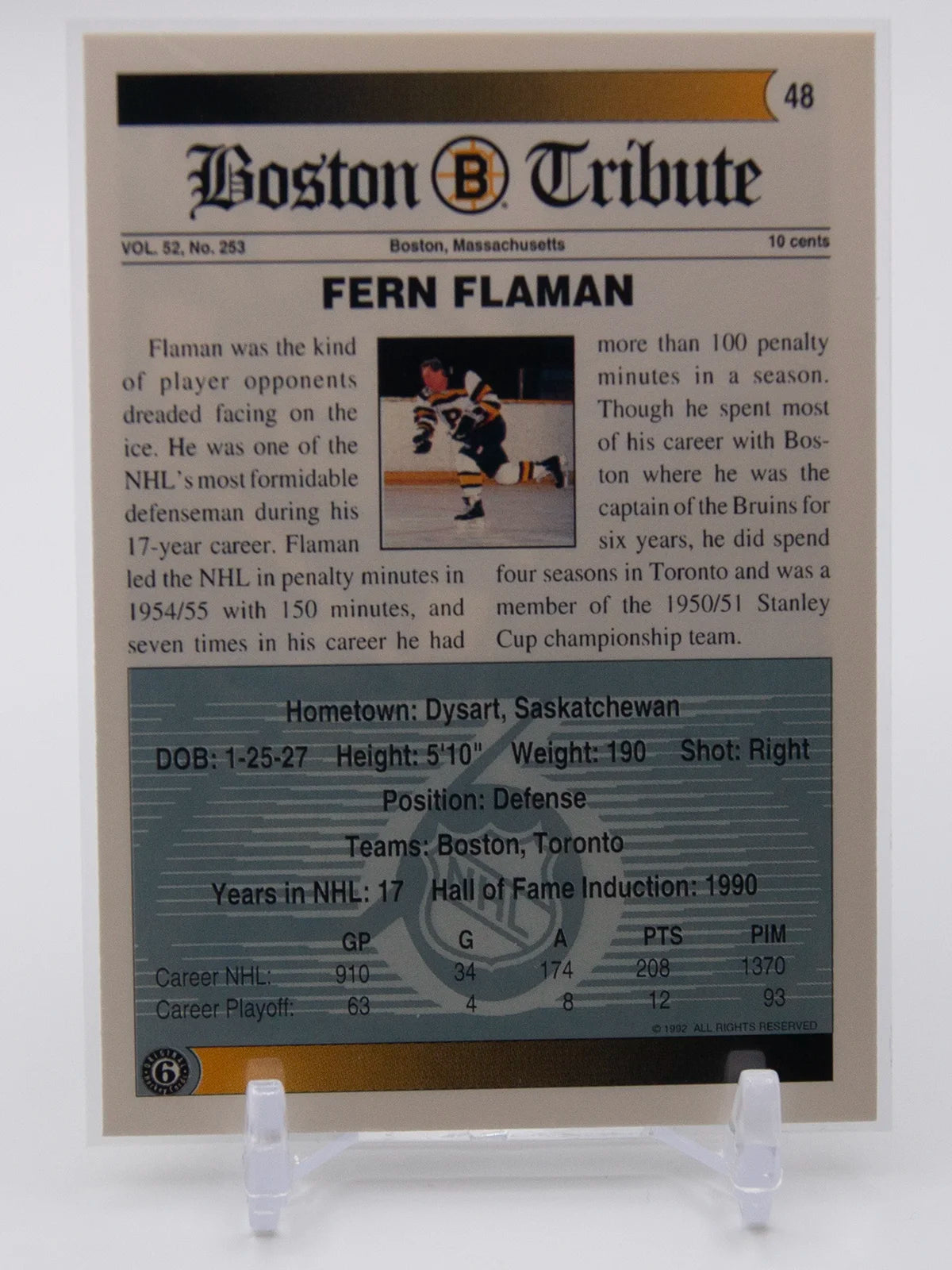 Fern Flaman Bruins Ultimate Original 6 1992 #48