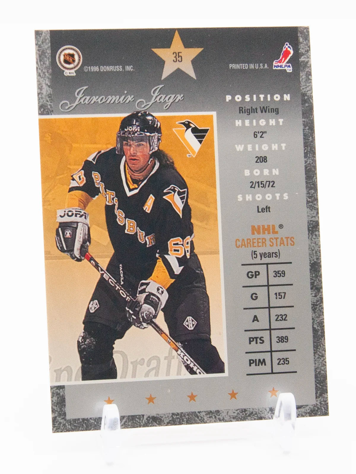 Jaromir Jagr Penguins Donruss Elite Die-Cut Uncut 1995-96 #35