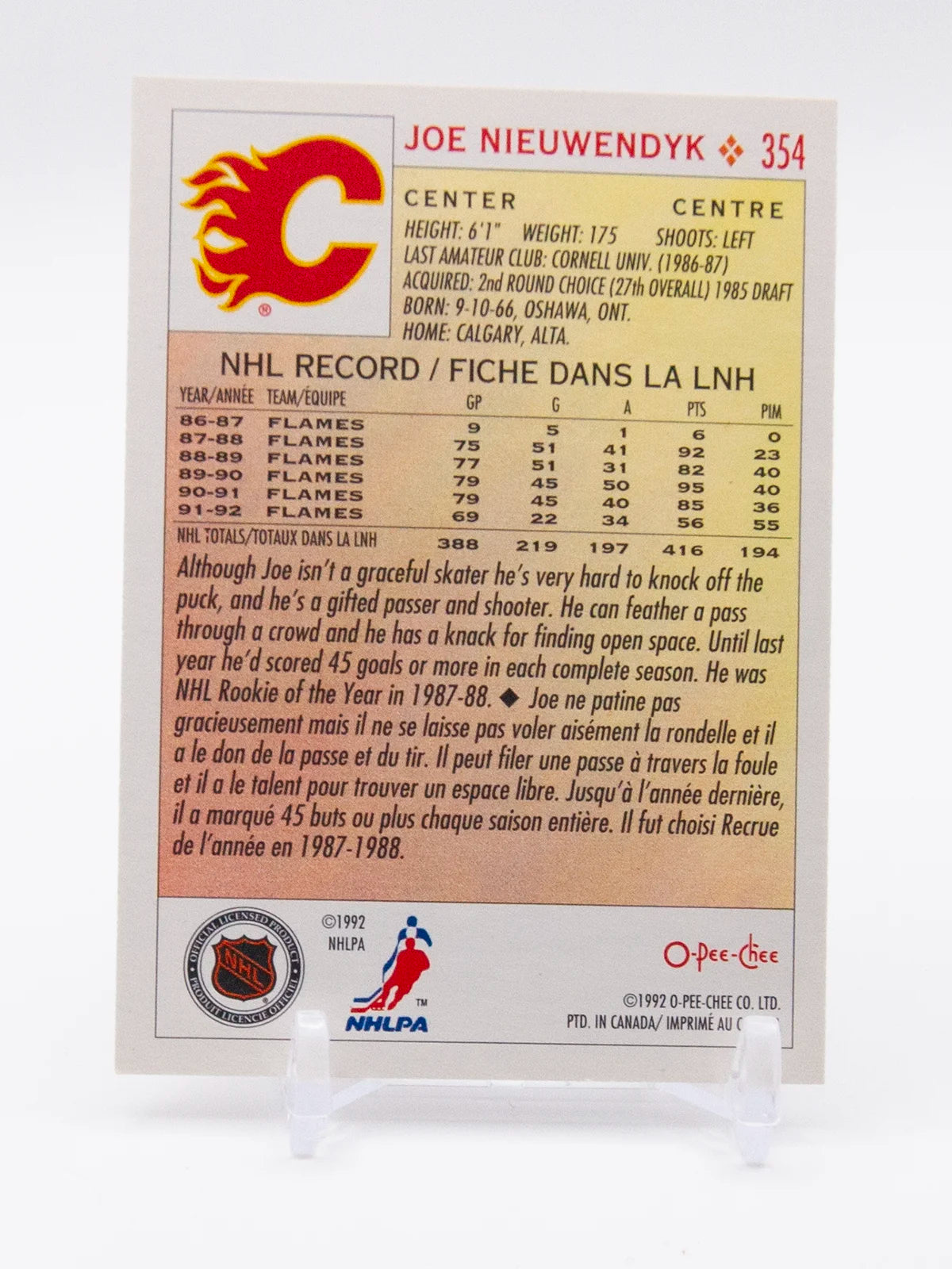 Joe Nieuwendyk Flames O-Pee-Chee 1992-93 #354
