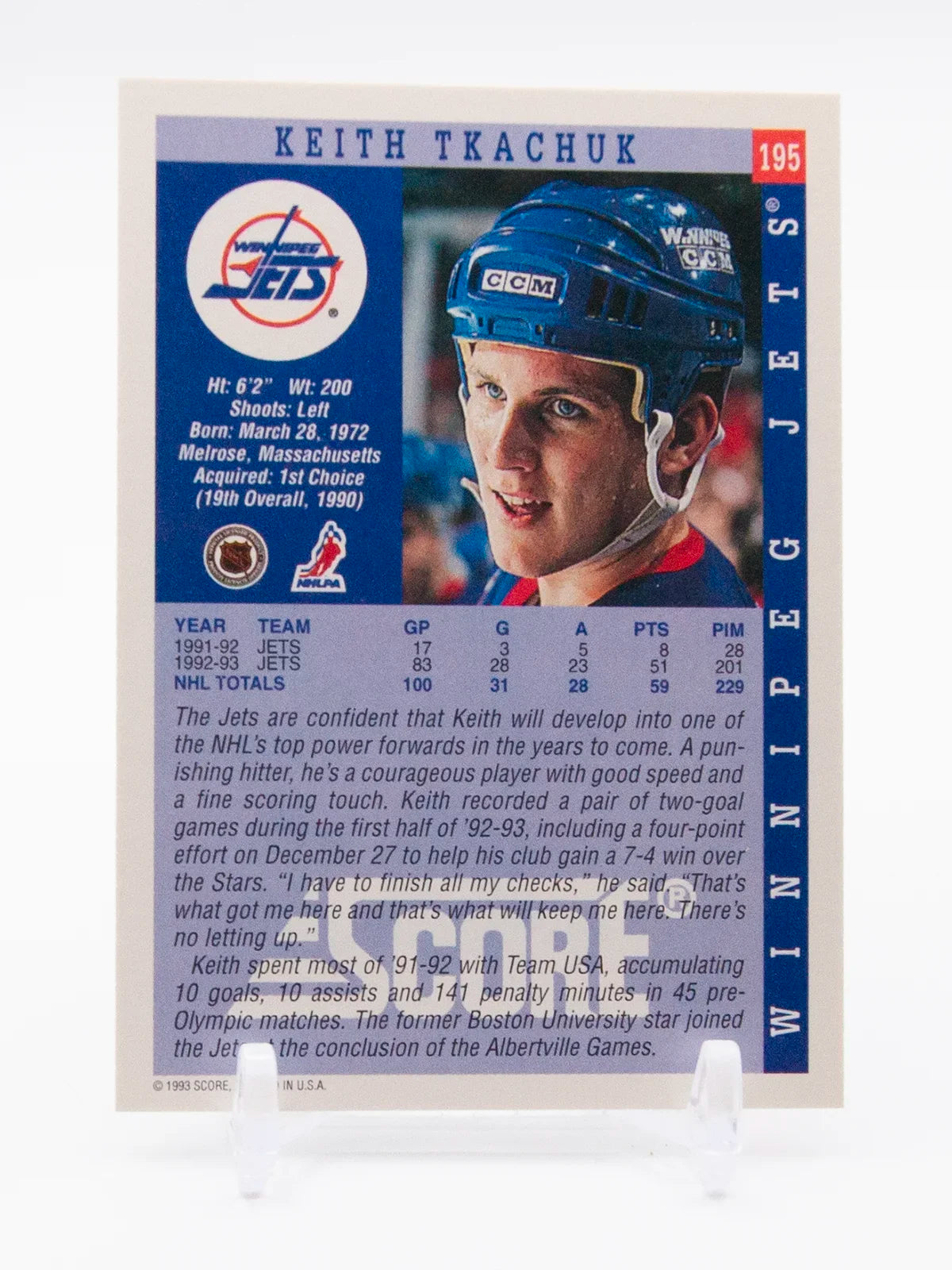 Keith Tkachuk Jets Score 1993-94 #195