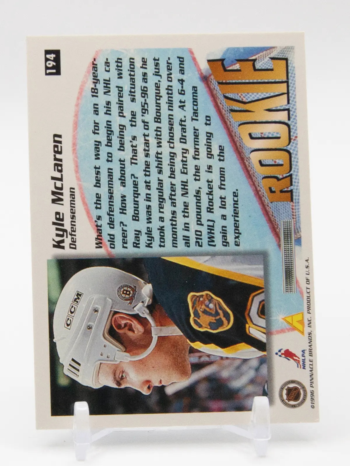 Kyle McLaren Bruins Pinnacle Summit 1995-96 Rookie #194