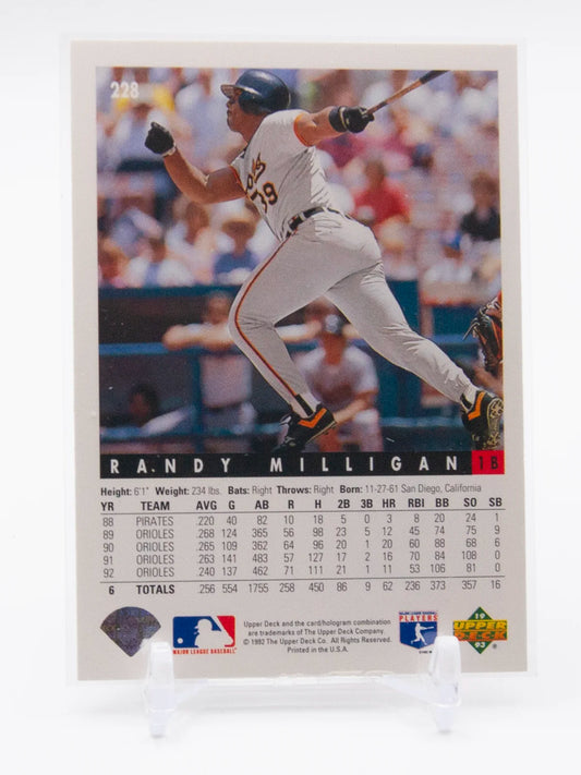 Randy Milligan Orioles Upper Deck 1992 #228