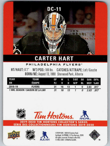 Carter Hart Flyers Upper Deck Tim Hortons 2019 #DC-11