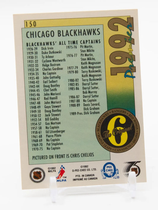 Chris Chelios Blackhawks O-Pee-Chee Premier 1991-92 #150