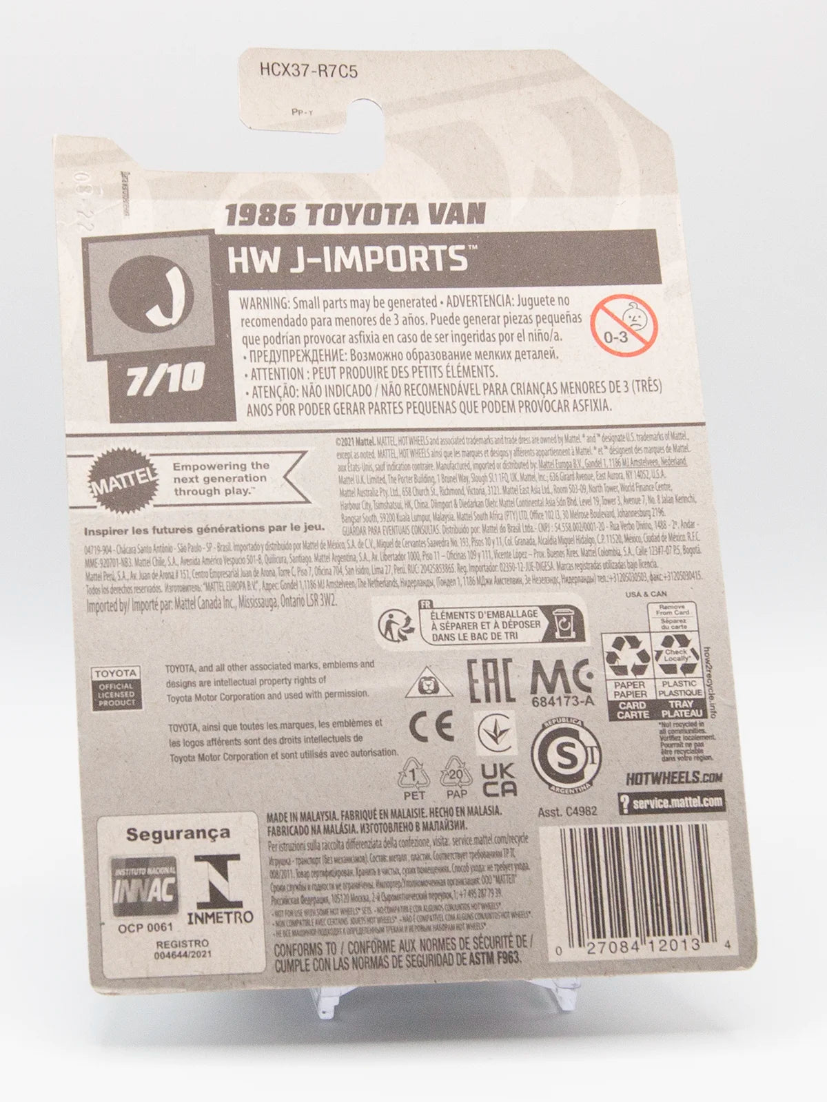 Hot Wheels 1986 Toyota Van Silver HW J-Imports 173/250