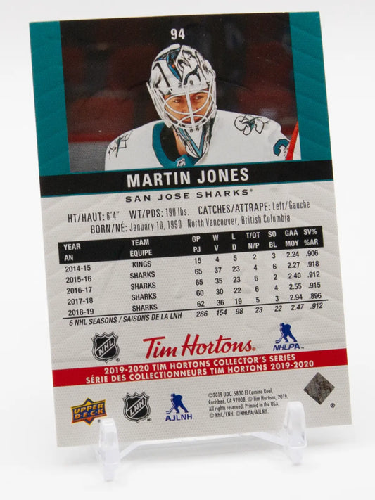Martin Jones Sharks Upper Deck Tim Hortons 2018-19 #94