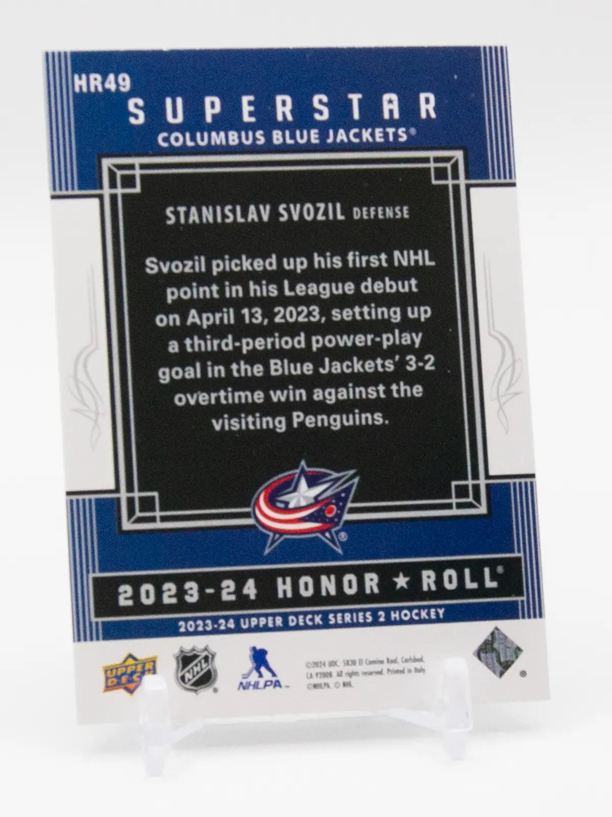 Stanislav Svozil Blue Jackets Upper Deck 2023‑24 Rookie #HR49