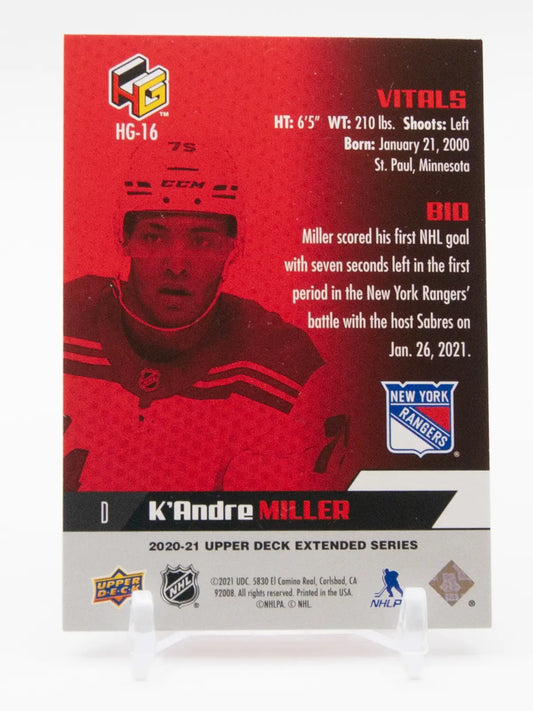 K’Andre Miller Rangers Upper Deck 2020‑21 Rookie #HG‑16
