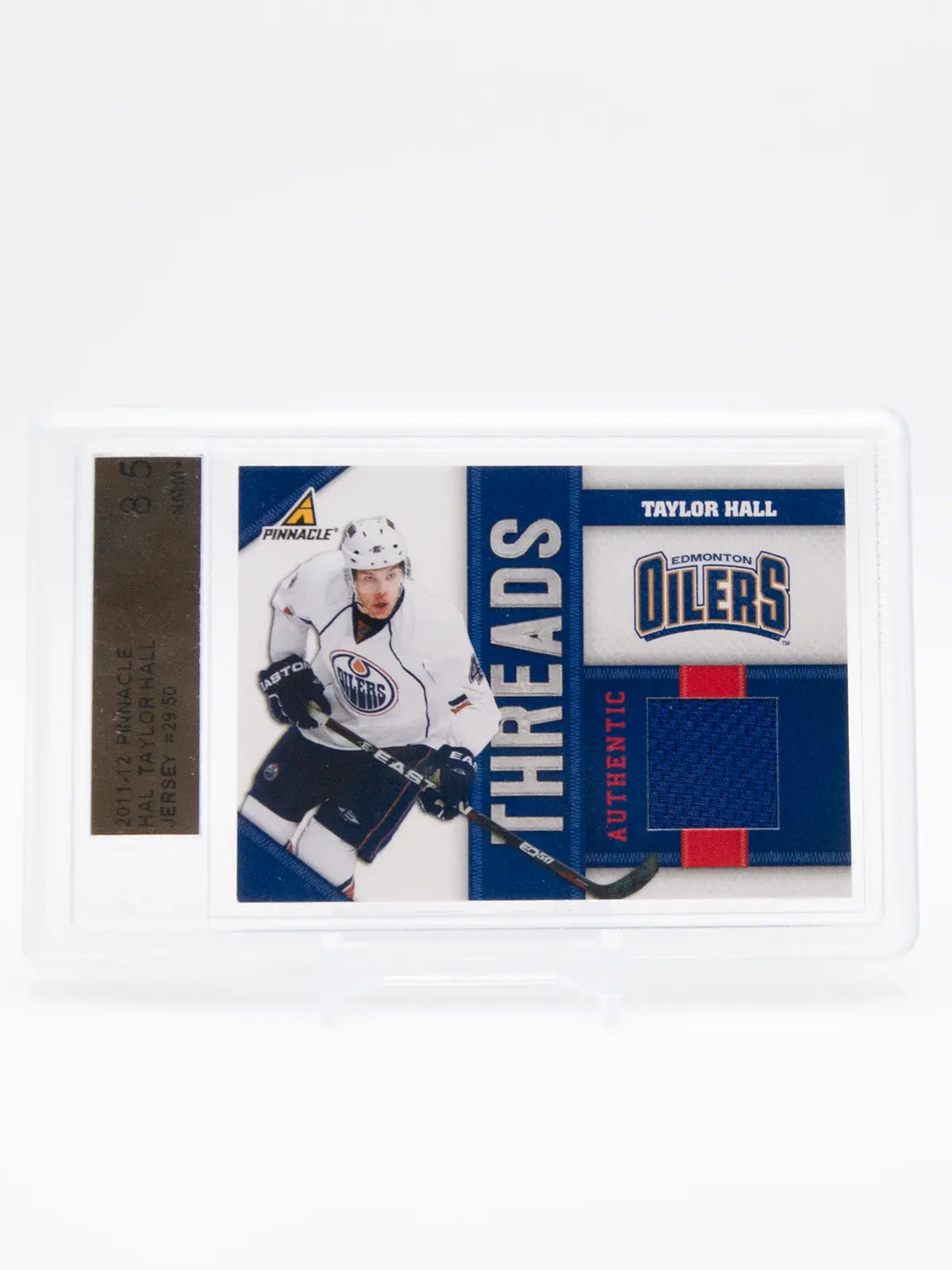 Taylor Hall Oilers Pinnacle Threads 2011-12 Jersey Limited 29/50 Graded ACA 8.5
