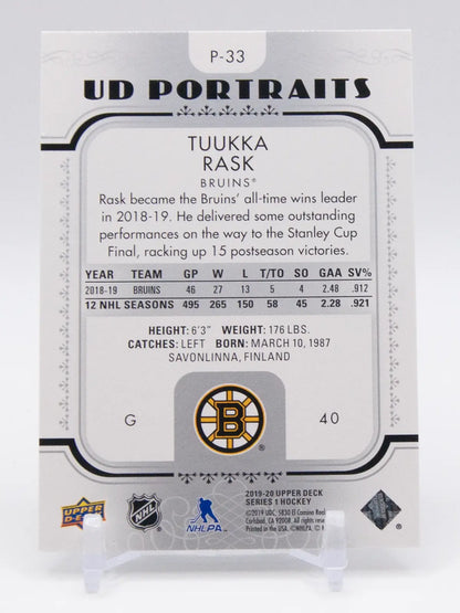 Tuukka Rask Bruins Upper Deck UD Portraits 2019-20 #P-33