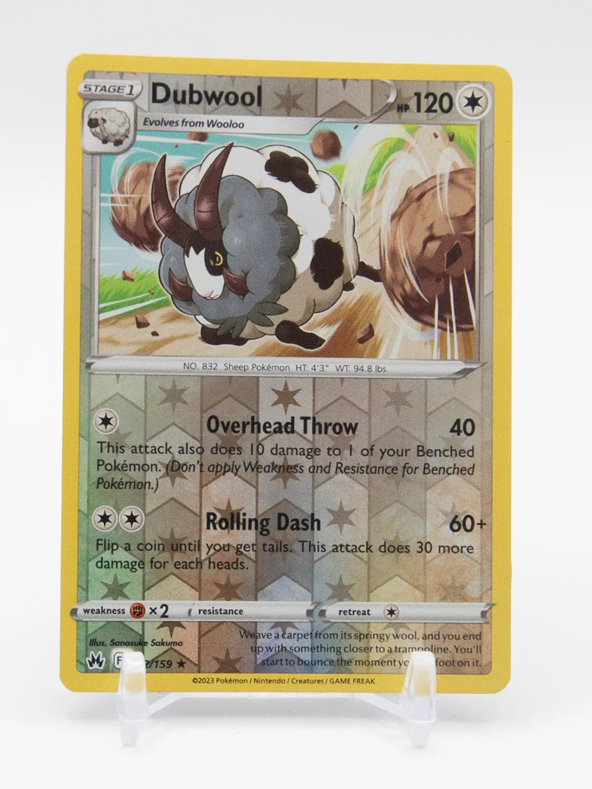 Dubwool 2023 Pokémon Crown Zenith #122/159 (Reverse Holo)