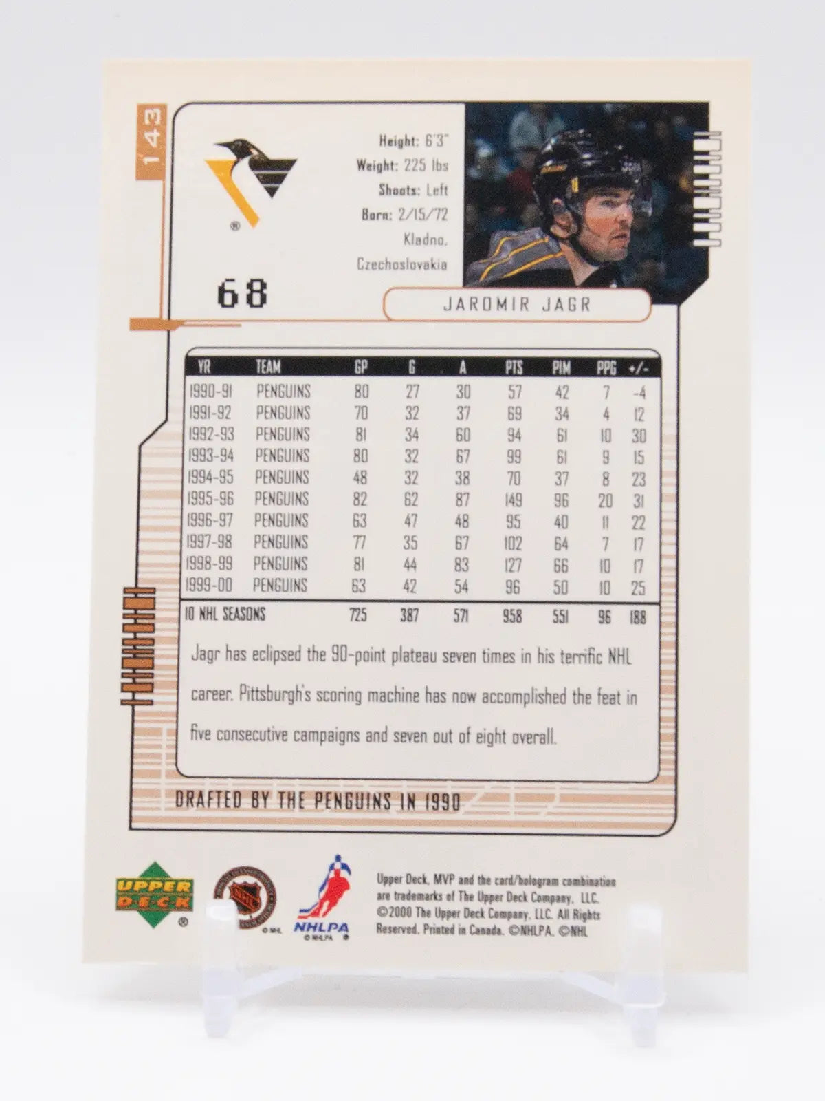 Jaromir Jagr Penguins Upper Deck MVP 2000-01 #143