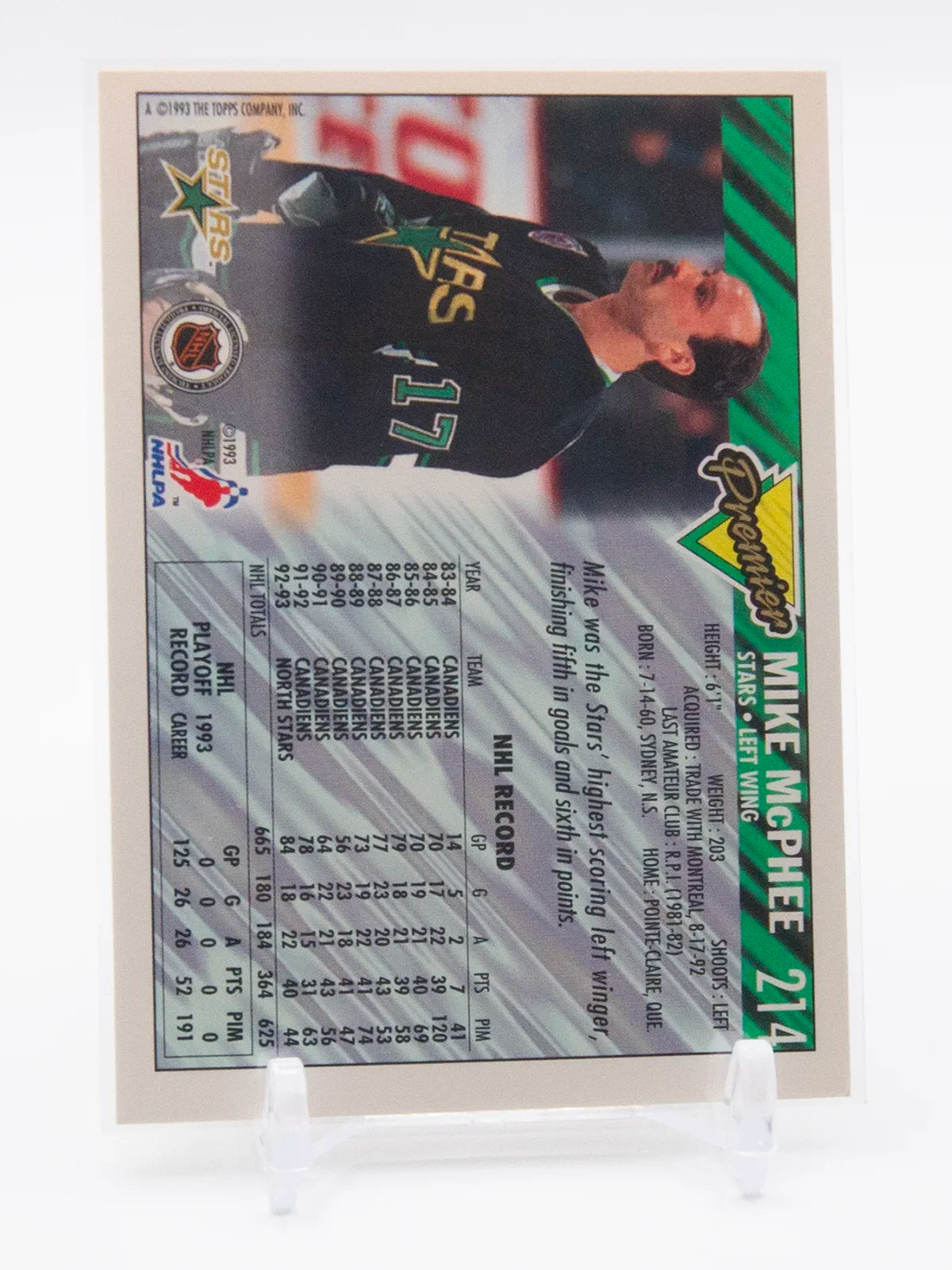 Très Rare Erreur d'impression Kurri et McPhee O-Pee-Chee Premier Gold 1993-94 #206 et #214