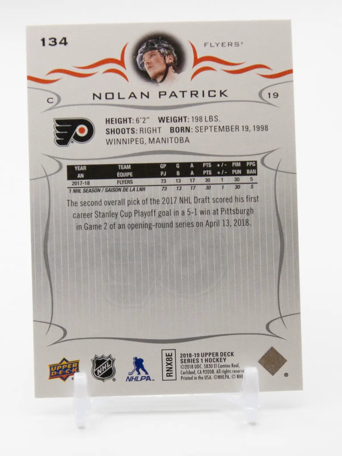 Nolan Patrick Flyers Upper Deck 2018-19 #134