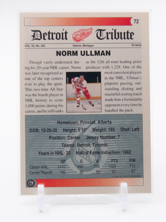Norm Ullman Red Wings Ultimate Original 6 1992 #72