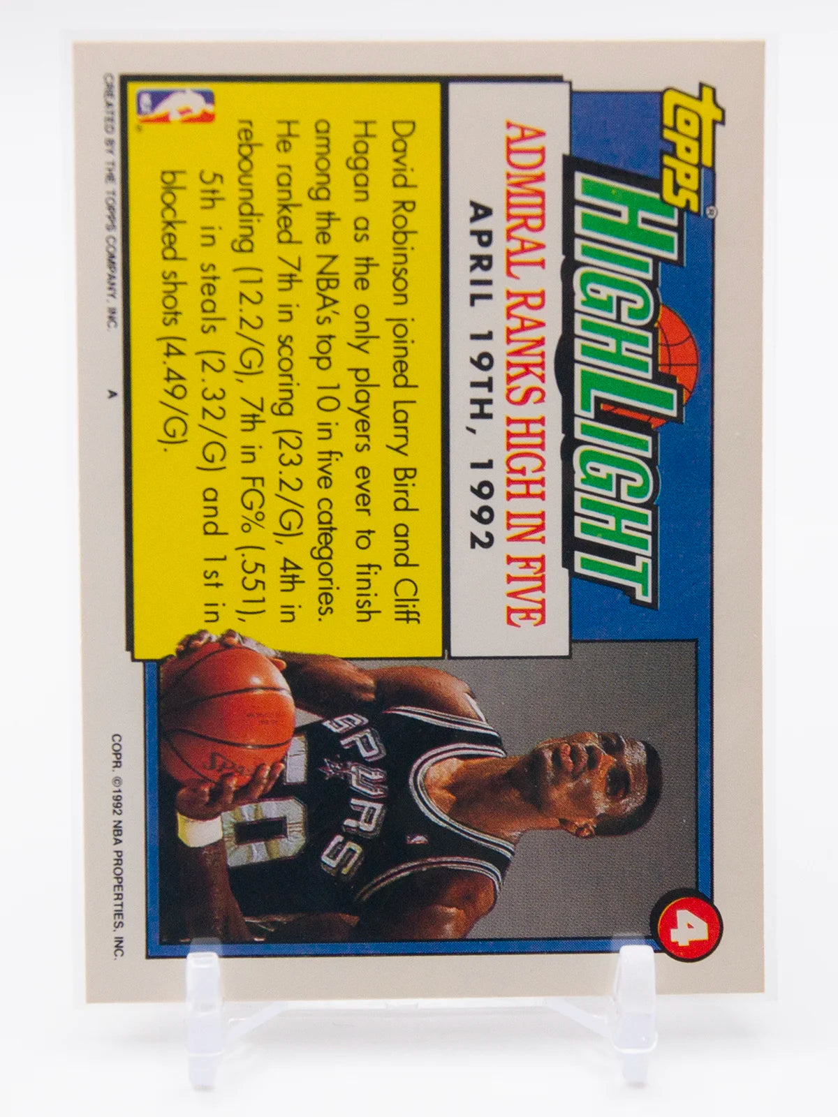 David Robinson Spurs Topps 1991-92 #4