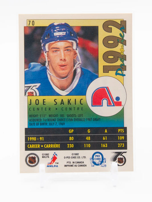 Joe Sakic Nordiques O-Pee-Chee Premier 1991-92 #70