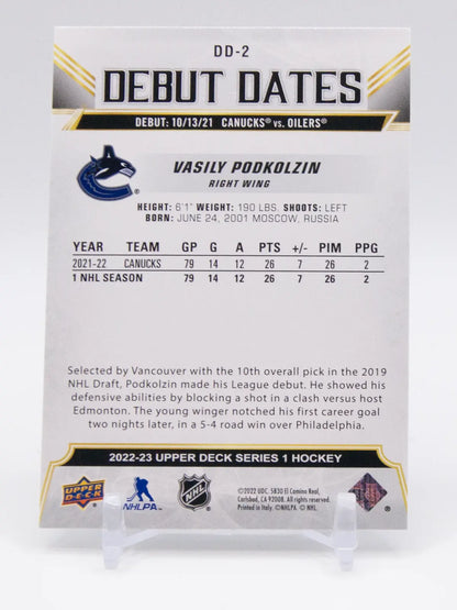 Vasily Podkolzin Canucks Upper Deck 2022-23 Rookie #DD-2