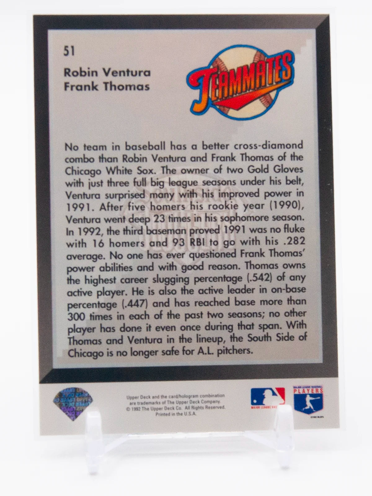 Robin Ventura & Frank Thomas White Sox Upper Deck 1992-93 #51